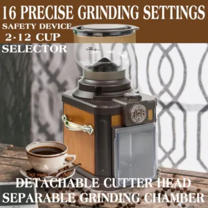 WING KWONG Coffee Grinder 16-Stage Grinding Level Adjustment - Image 4